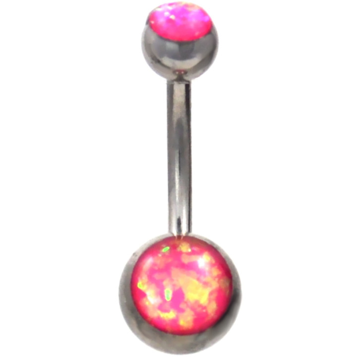Pink Opalescent Glitter Balls Belly Ring Pink Opalescent Glitter Balls Belly Ring