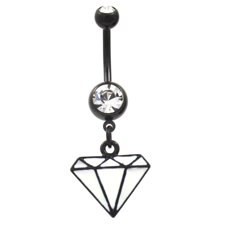Black and White Cartoon Diamond Dangle Belly Ring