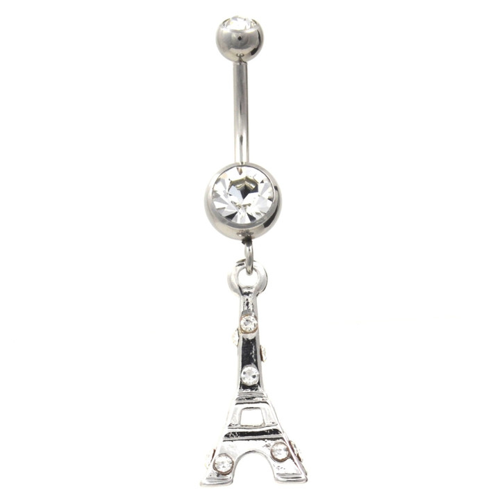 Eiffel Tower Dangle Stainless Steel Belly Ring Eiffel Tower Dangle Stainless Steel Belly Ring