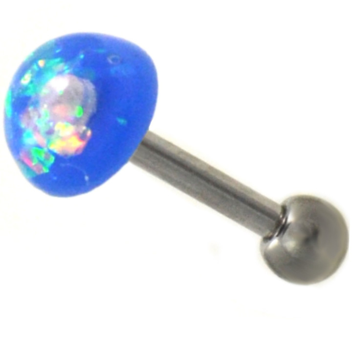 Blue Resin Opal Dazzle Dome Cartilage Bar - 16G 