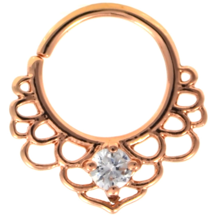 CZ Lotus Filigree Rose-Gold Septum Cartilage Hoop 16G  CZ Lotus Filigree Rose-Gold Septum Cartilage Hoop 16G