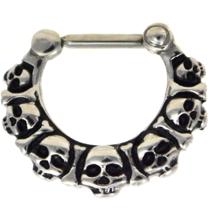 Stainless Steel skull Heads Septum Clicker