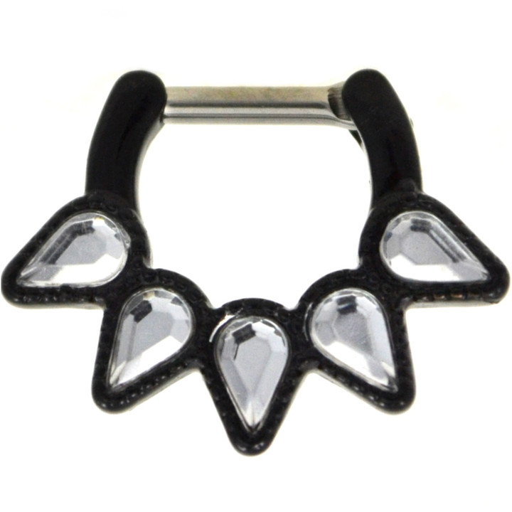 Clear Quinary Teardrop Black Septum Clicker