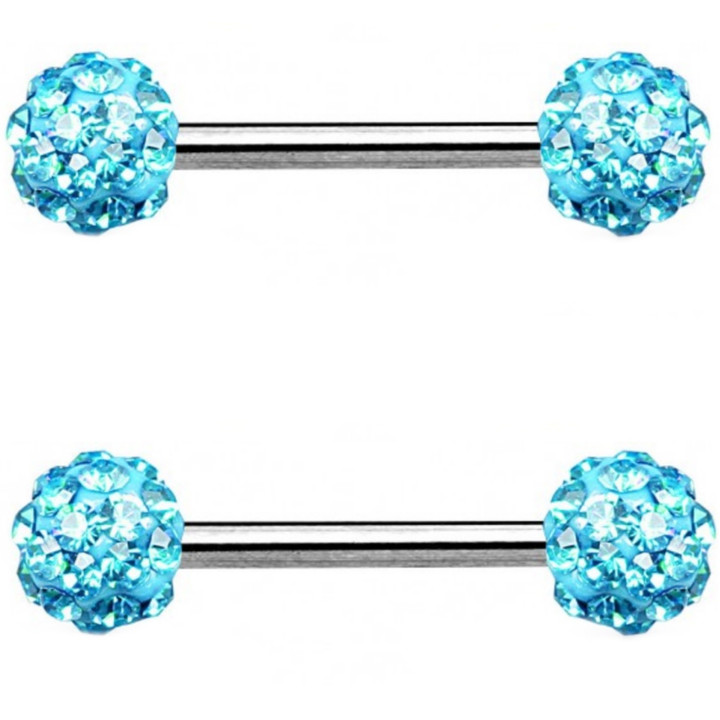 PAIR - Aqua Ferido Ball Nipple Barbells 14G 9/16" PAIR - Aqua Ferido Ball Nipple Barbells 14G 9/16"