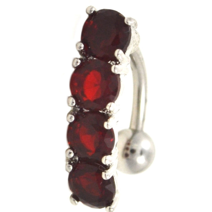 Red 4 Gem Drop Reverse Belly Ring