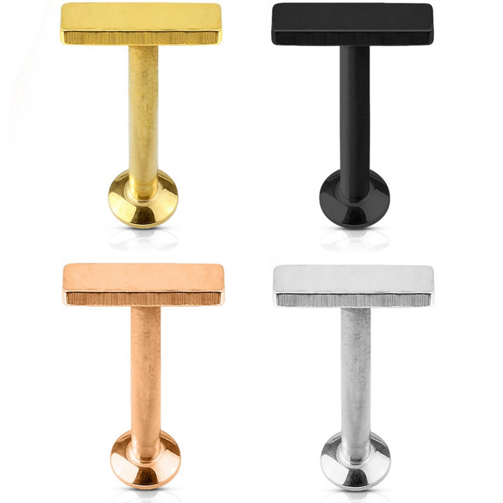 Rectangle Shaped Top Labret Monroe Bar 16G Rectangle Shaped Top Labret Monroe Bar 16G