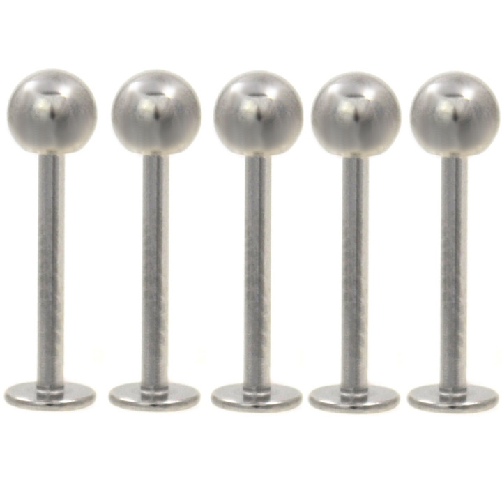 5-Pack Steel Ball Top Labret Monroe Bars 18G/16G 5-Pack Steel Ball Top Labret Monroe Bars 18G/16G