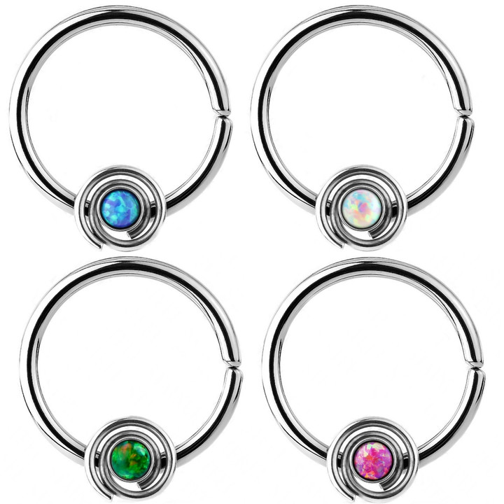 Synthetic Opal Bendable Steel Septum/Cartilage Hoop