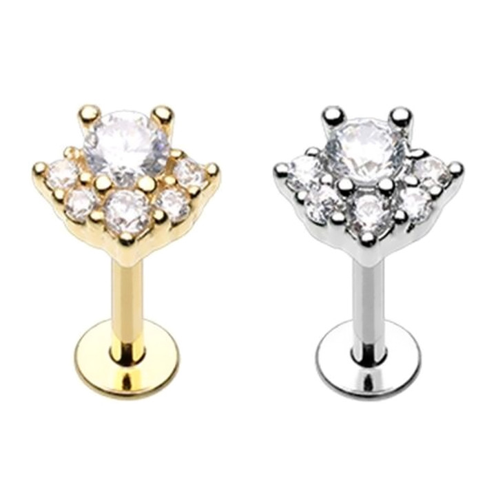 Clear CZ Cluster Steel Labret 16G 5/16" Clear CZ Cluster Steel Labret 16G 5/16"