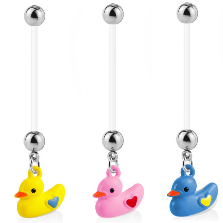 Duck Dangle Steel/Bioflex Pregnancy Belly Ring 14G 1" Duck Dangle Steel/Bioflex Pregnancy Belly Ring 14G 1"