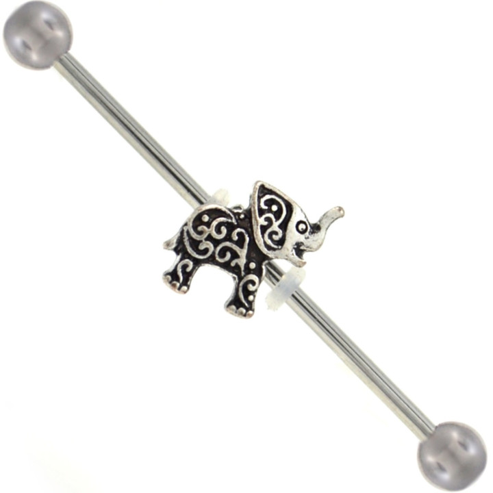 Henna Elephant Steel Industrial Bar 14G 1 & 1/2" 