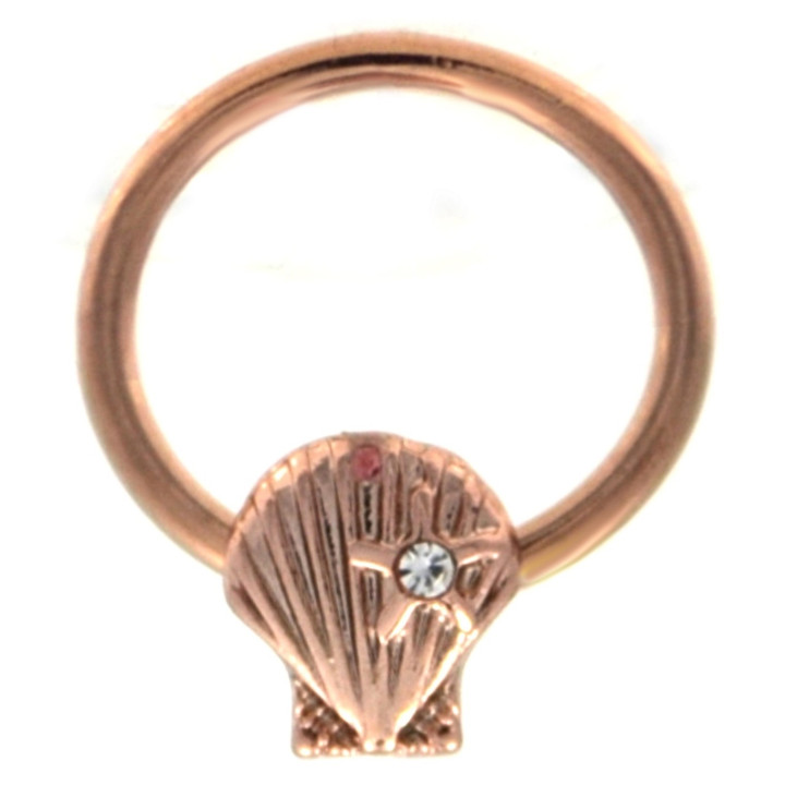 Rose Goldtone Seashell Steel Captive Bead Ring CBR 16G Rose Goldtone Seashell Steel Captive Bead Ring CBR 16G