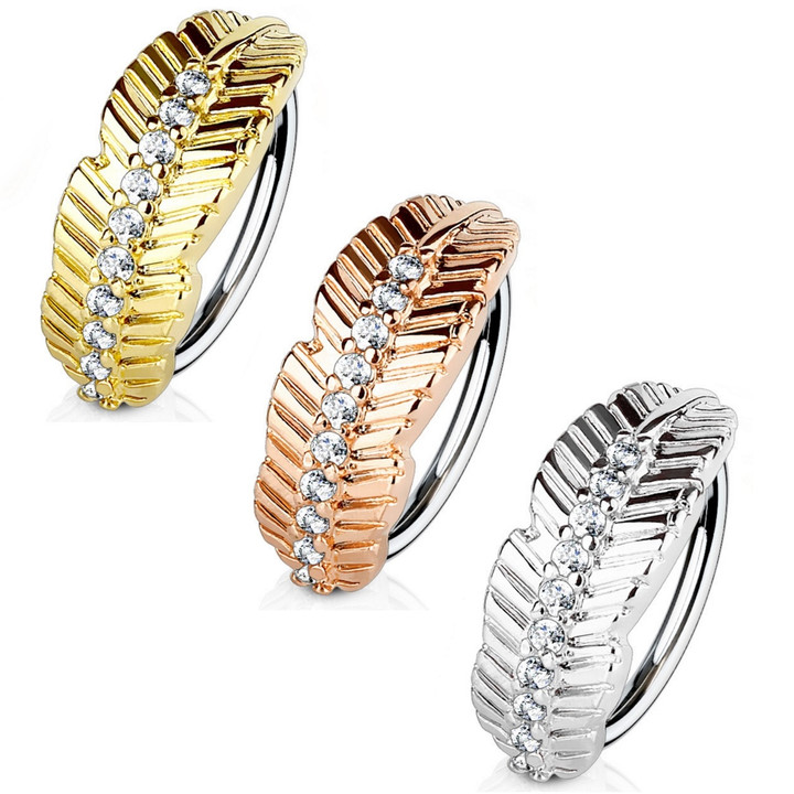 CZ Paved Leaf Bendable Nose Cartilage Hoop CZ Paved Leaf Bendable Nose Cartilage Hoop