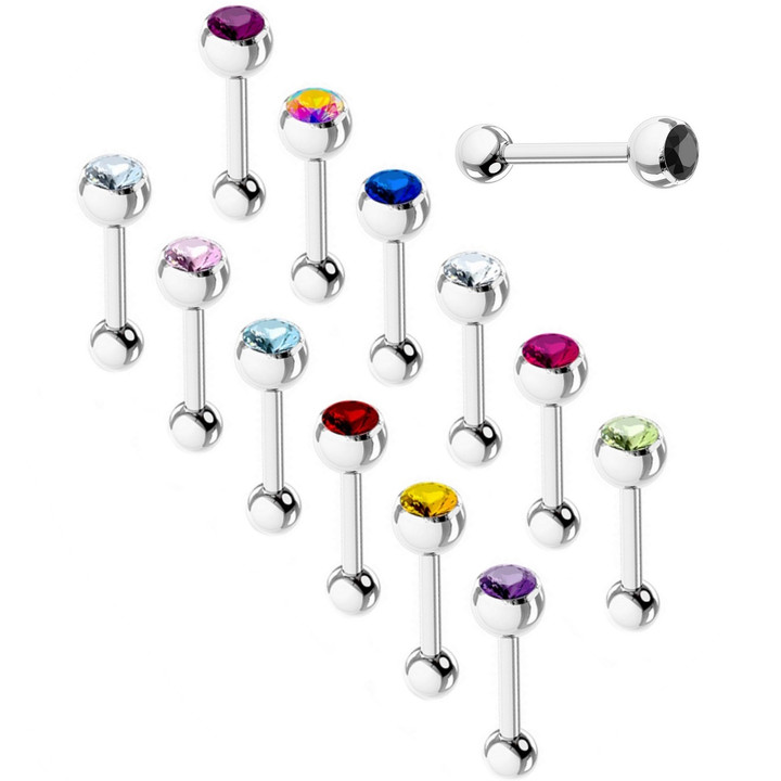 13-Piece Value Pack Press Fit CZ Top Tongue Rings 13-Piece Value Pack Press Fit CZ Top Tongue Rings