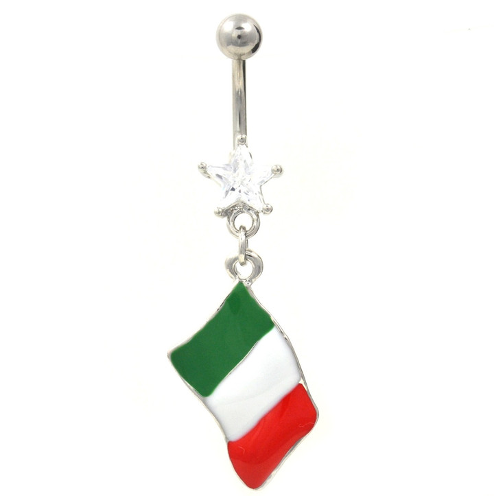 Italian Flag Dangle Belly Ring