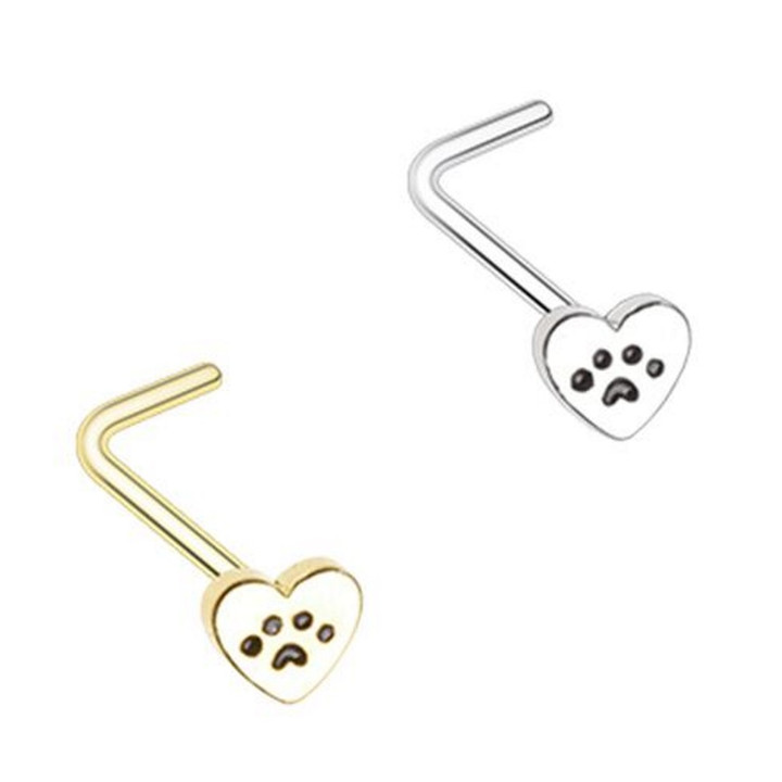 2-Pack Set Puppy Paw L-Shaped Nose Rings 2-Pack Set Puppy Paw L-Shaped Nose Rings