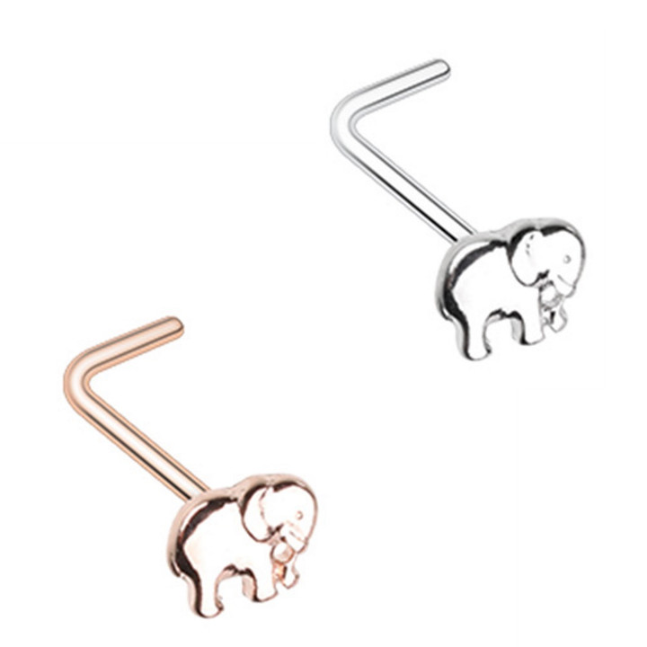 2-Pack Set Elephant Top L-Shaped Nose Rings 2-Pack Set Elephant Top L-Shaped Nose Rings