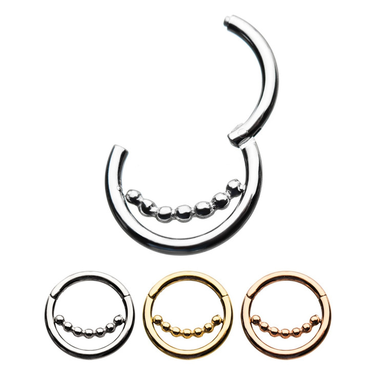 Ball Lined Center Segment Ring Hoop 16G