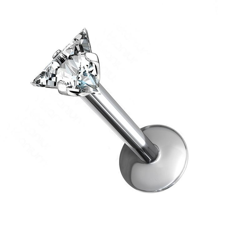 G23 Titanium Triangle CZ Top Labret Monroe Stud  G23 Titanium Triangle CZ Top Labret Monroe Stud