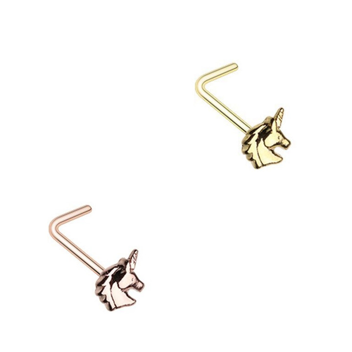2-Pack Set Unicorn Head L-Shaped Nose Rings 2-Pack Set Unicorn Head L-Shaped Nose Rings