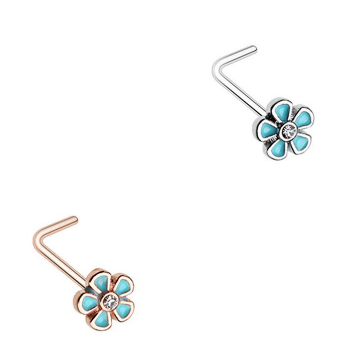 2-Pack Set Spring Flower L-Shaped Nose Rings 2-Pack Set Spring Flower L-Shaped Nose Rings
