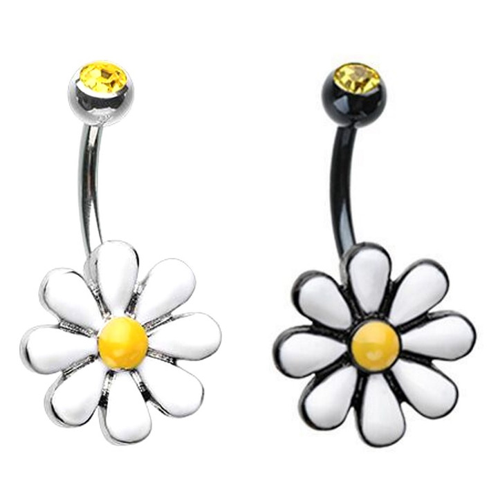 Spring Daisy Flower Steel Belly Ring Spring Daisy Flower Steel Belly Ring