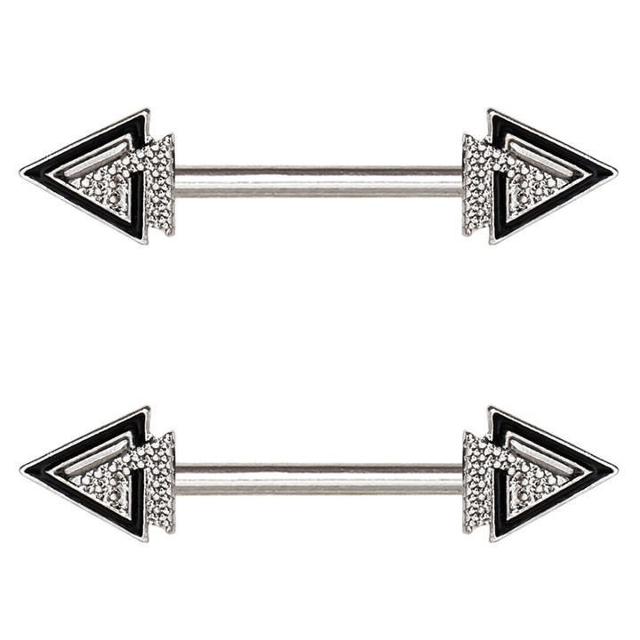 PAIR - Double Triangle Steel Nipple Ring Barbells PAIR - Double Triangle Steel Nipple Ring Barbells