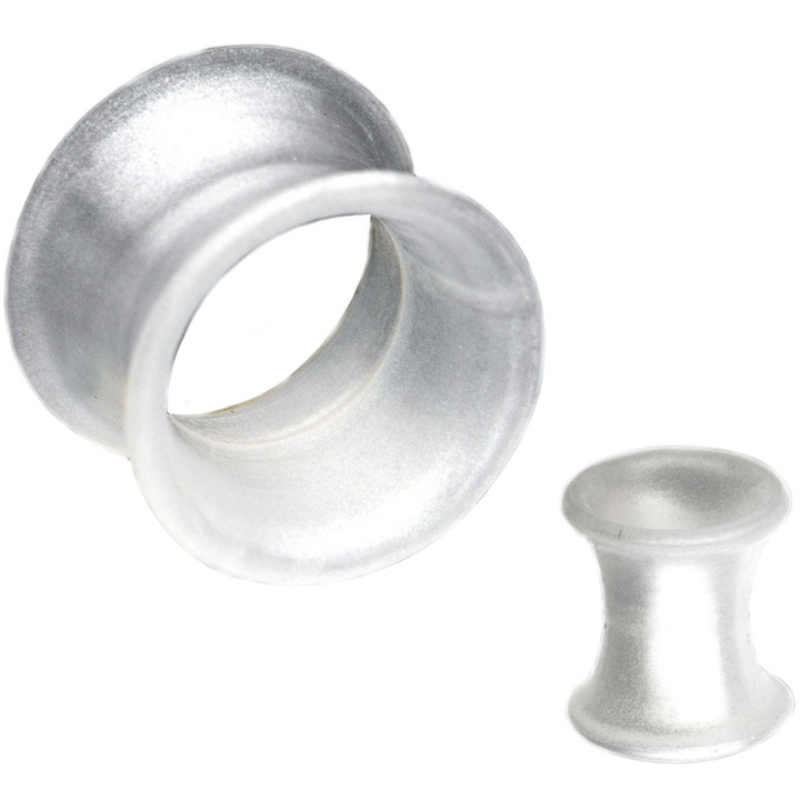 Pearlescent White Silicone Double Flared Tunnels 
