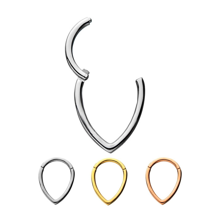 Teardrop Steel Hinged Segment Ring Hoop 16G Teardrop Steel Hinged Segment Ring Hoop 16G