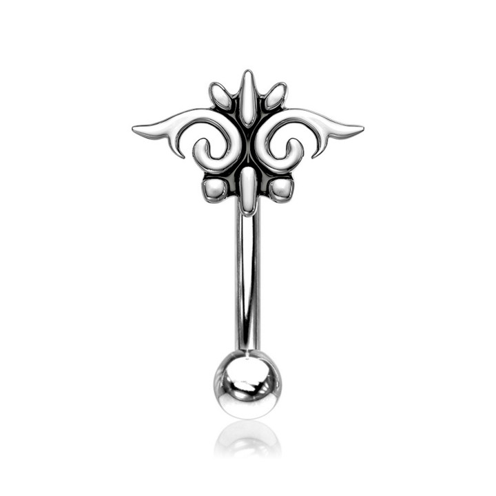 Tribal Design Top Steel Eyebrow Ring Curved Barbell 