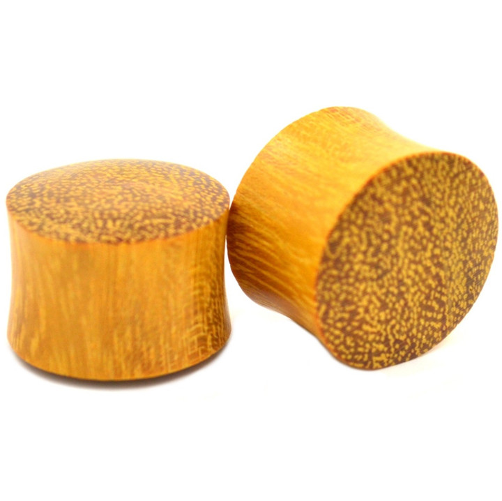 Solid Yellow Jackfruit Wood Saddle Ear Plugs (2g-1")