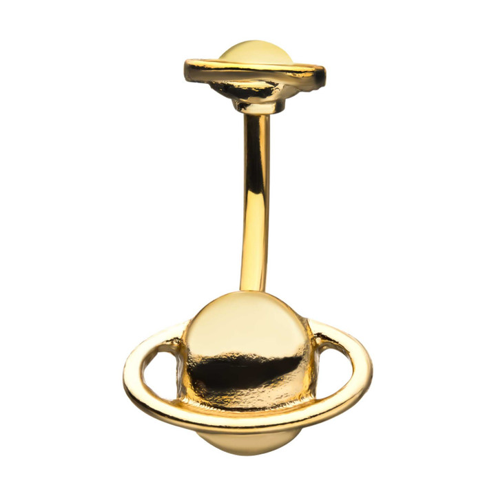Planet Saturn Goldtone Steel Belly Ring