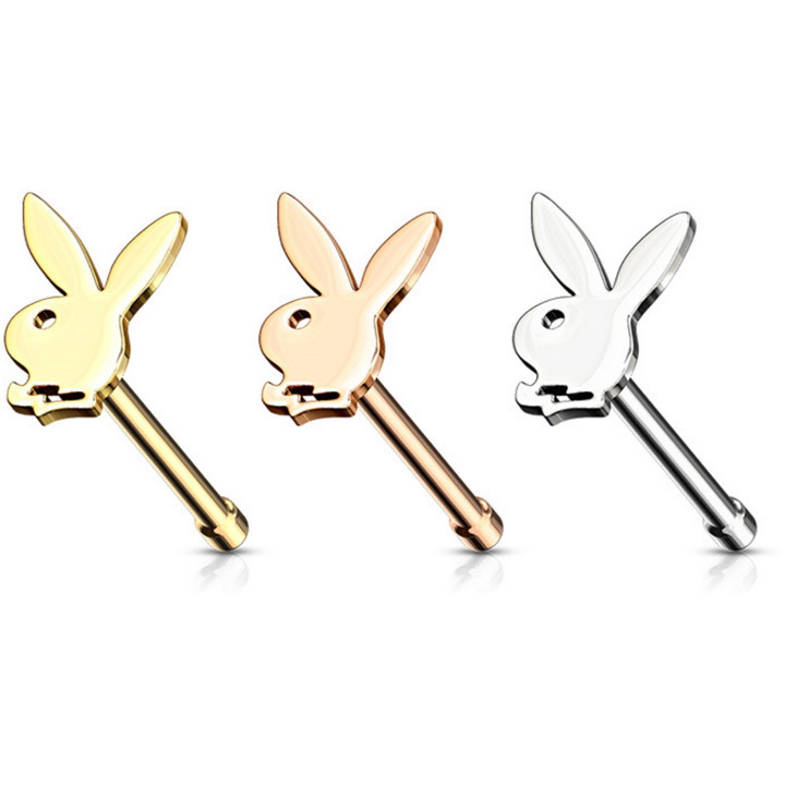 Playboy Bunny Steel Nose Ring Bone 20G