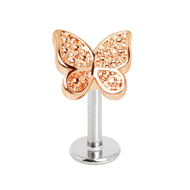 Two-Tone Butterfly Top Steel Labret Monroe Stud 