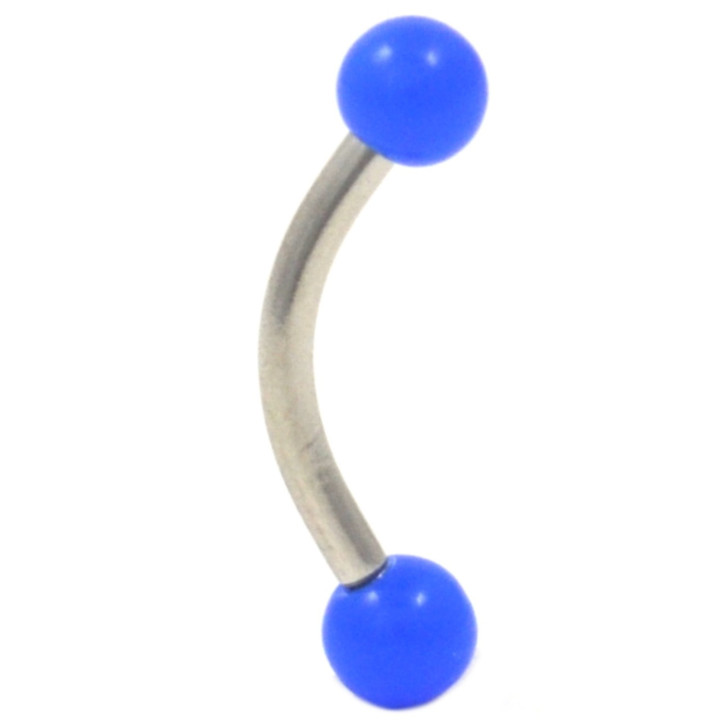 Blue Balls Steel Curved Bar Eyebrow Ring 16g 5/16"