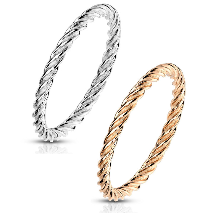 Twisted Band Stackable Steel Ring (Size 5-10)