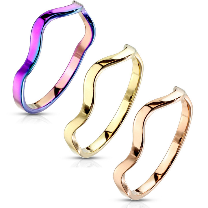 Wavy Band Stackable Steel Ring (Size 5-9)