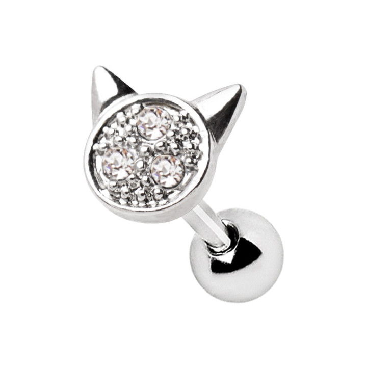 Cat Face Steel Cartilage Tragus Stud 