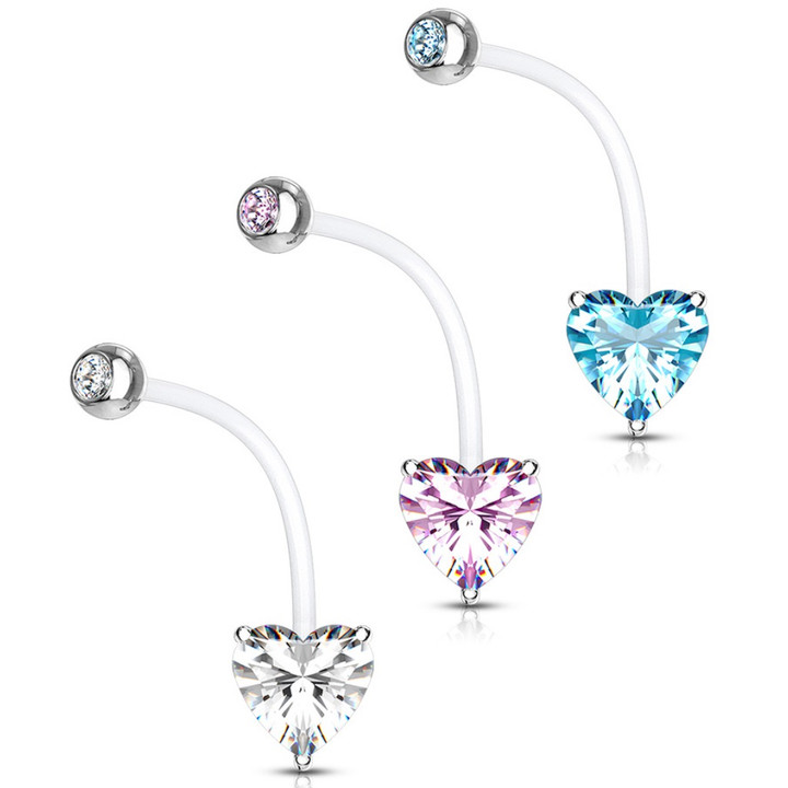 Heart CZ Pregnancy Belly Ring 23mm