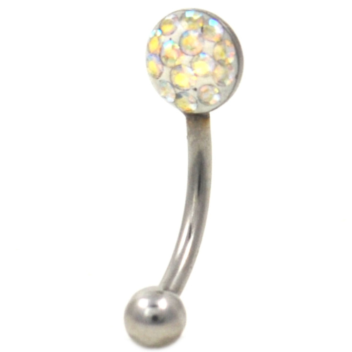 AB Crystal Dome Curved Bar Eyebrow Ring 16g 5/16"
