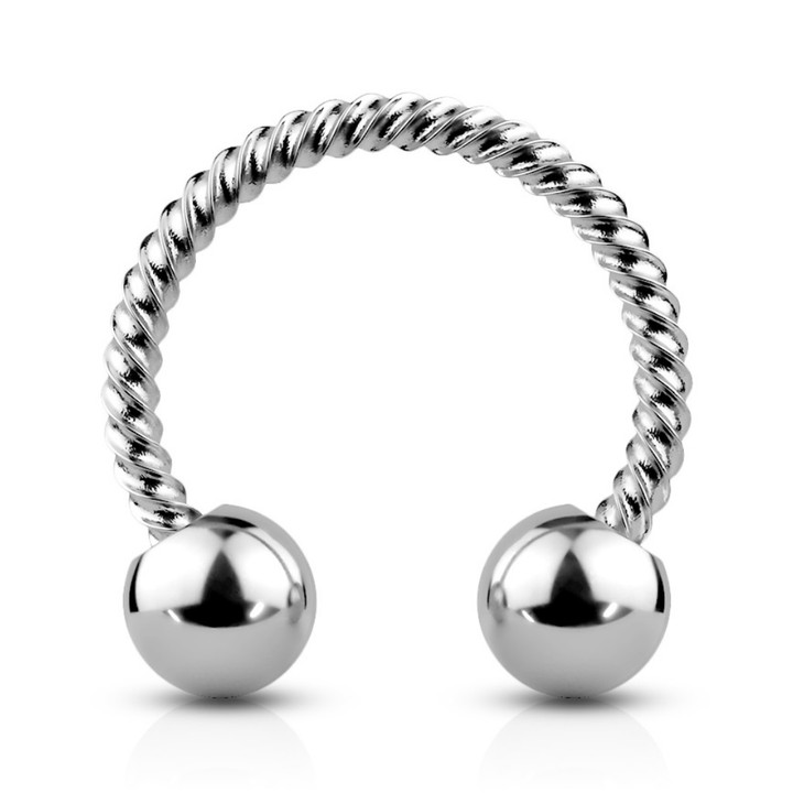 2PC Steel Twisted Bar  Horseshoe Rings 16G-14G