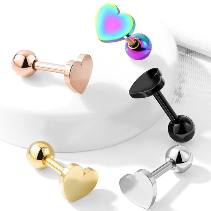 Heart Shape Top Steel Cartilage Tragus Stud 16G Heart Shape Top Steel Cartilage Tragus Stud 16G