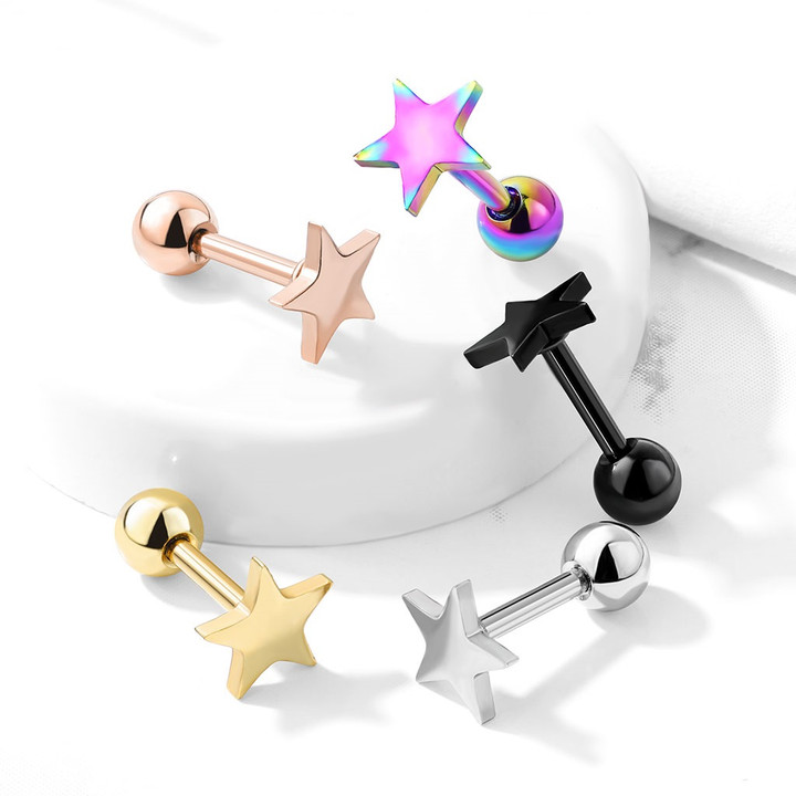 Star Shape Top Steel Cartilage Tragus Stud 16G Star Shape Top Steel Cartilage Tragus Stud 16G