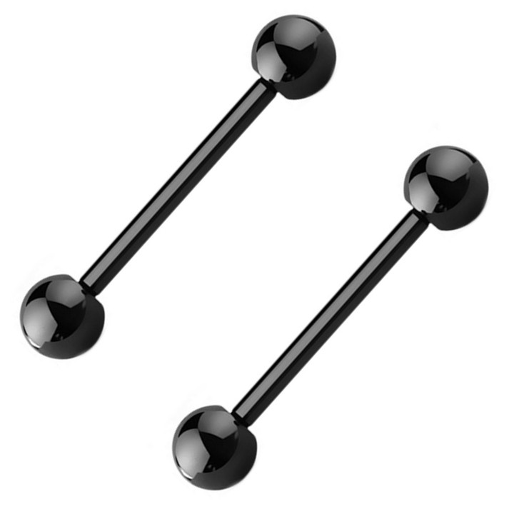 PAIR - 14G Int. Threaded Black G23 Titanium Barbells PAIR - 14G Int. Threaded Black G23 Titanium Barbells