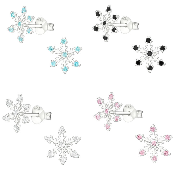 Icy Snowflake 925 Sterling Silver Stud Earrings Icy Snowflake 925 Sterling Silver Stud Earrings