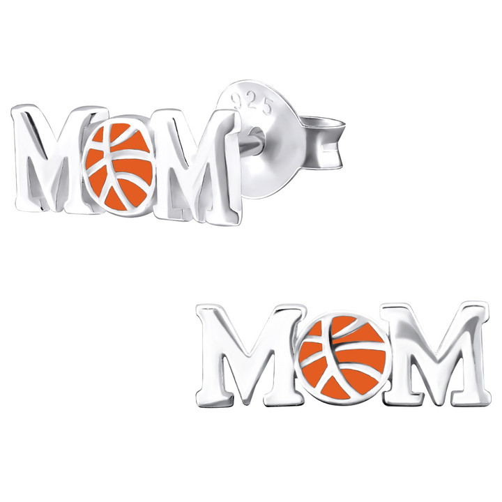 Basketball Mom 925 Sterling Silver Stud Earrings Basketball Mom 925 Sterling Silver Stud Earrings