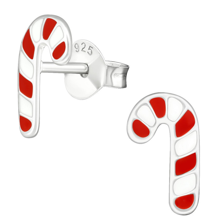 Candy Cane 925 Sterling Silver Stud Earrings Candy Cane 925 Sterling Silver Stud Earrings