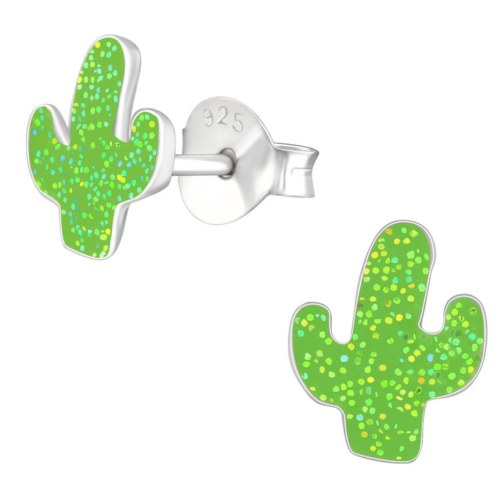 Glitter Cactus 925 Sterling Silver Stud Earrings Glitter Cactus 925 Sterling Silver Stud Earrings
