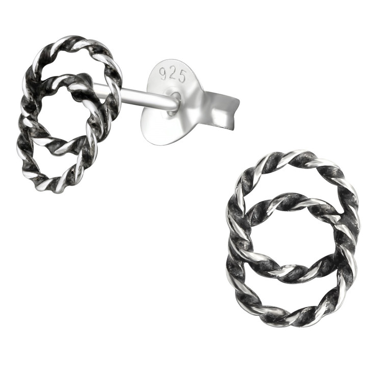 Twisted Circles 925 Sterling Silver Stud Earrings Twisted Circles 925 Sterling Silver Stud Earrings