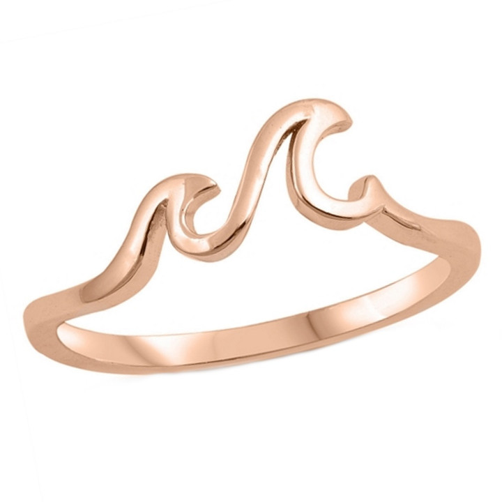 Double Wave Design Rose Gold 925 Sterling Silver Ring Double Wave Design Rose Gold 925 Sterling Silver Ring